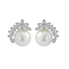 Cubic Zirconia Collection - Chic Pearl Earrings - CZER375