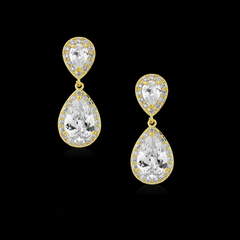 CUBIC ZIRCONIA COLLECTION - CHIC CRYSTAL EARRINGS -GOLD  CZER369