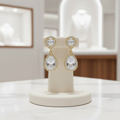 CUBIC ZIRCONIA COLLECTION - CHIC CRYSTAL EARRINGS -GOLD  CZER369