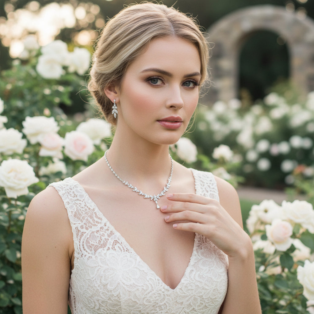 Cubic Zirconia Collection - Exquisite Sparkle Necklace Set -CZNK46
