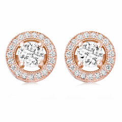 CUBIC ZIRCONIA COLLECTION - CZ CRYSTAL STUD EARRINGS (Rose Gold)  - CZER357