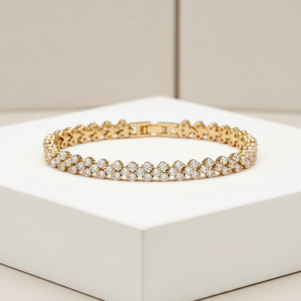 Cubic Zirconia - Crystallure Bracelet - Gold- BRA10