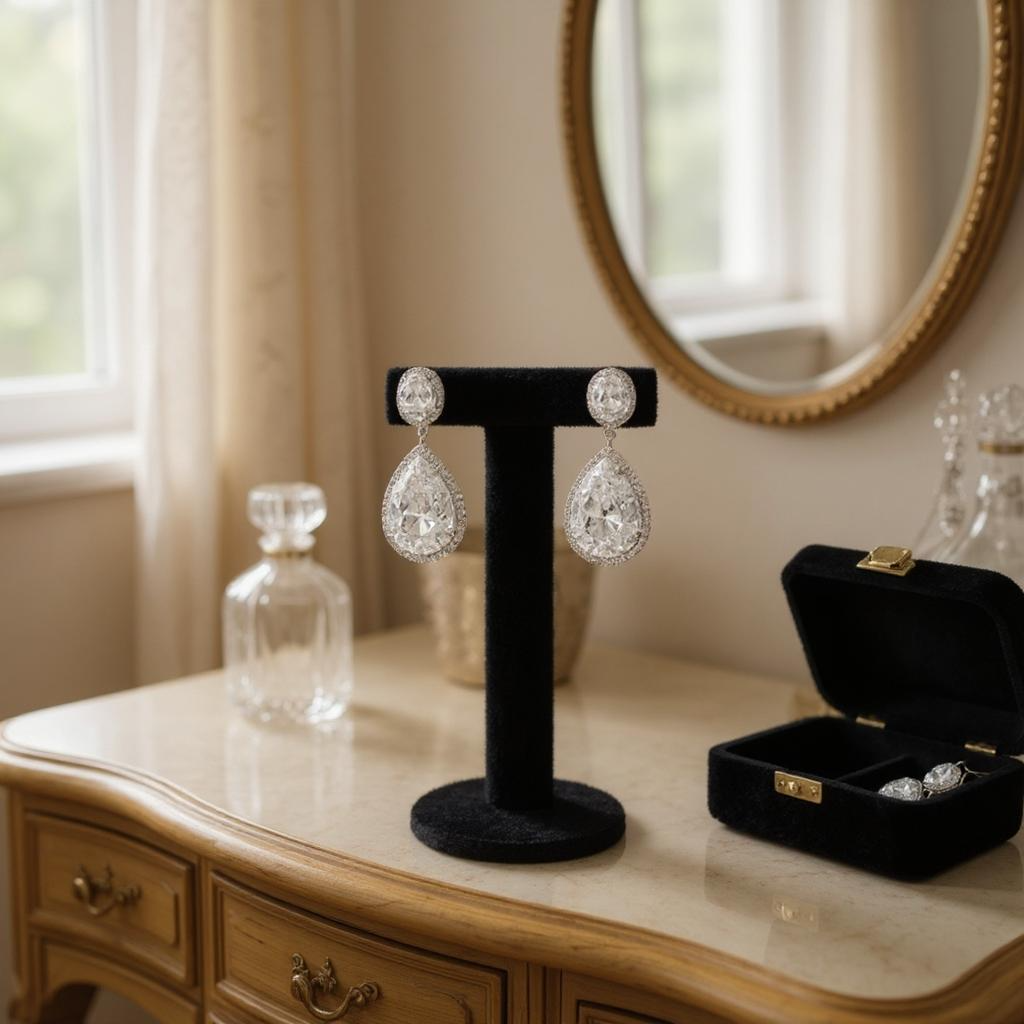CUBIC ZIRCONIA COLLECTION - SHEER ELEGANCE EARRINGS - SILVER - CZER378