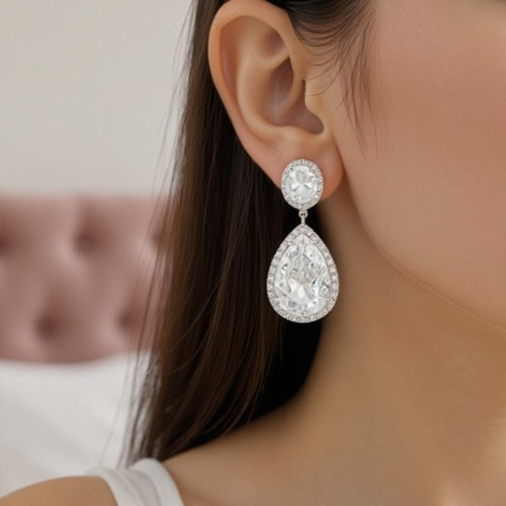 CUBIC ZIRCONIA COLLECTION - SHEER ELEGANCE EARRINGS - SILVER - CZER378