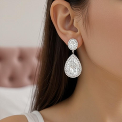 CUBIC ZIRCONIA COLLECTION - SHEER ELEGANCE EARRINGS - SILVER - CZER378