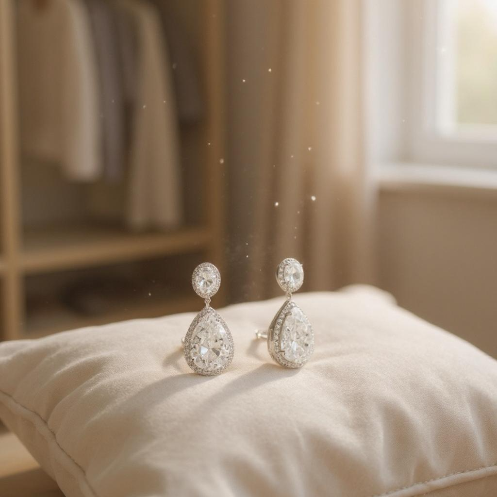 CUBIC ZIRCONIA COLLECTION - SHEER ELEGANCE EARRINGS - SILVER - CZER378