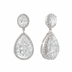 CUBIC ZIRCONIA COLLECTION - SHEER ELEGANCE EARRINGS - SILVER - CZER378
