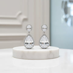 CUBIC ZIRCONIA COLLECTION - SHEER ELEGANCE EARRINGS - SILVER - CZER378