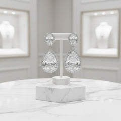 CUBIC ZIRCONIA COLLECTION - SHEER ELEGANCE EARRINGS - SILVER - CZER378