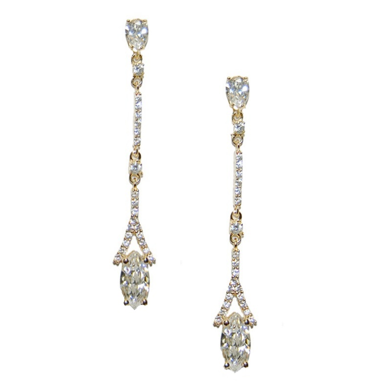 CUBIC ZIRCONIA COLLECTION - GOLD DAINTY SPARKLE EARRINGS - CZER374