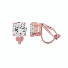 Cubic Zirconia Collection - 8mm CZ Solitaire - Clip-on Earrings - CZER380 (Rose Gold)