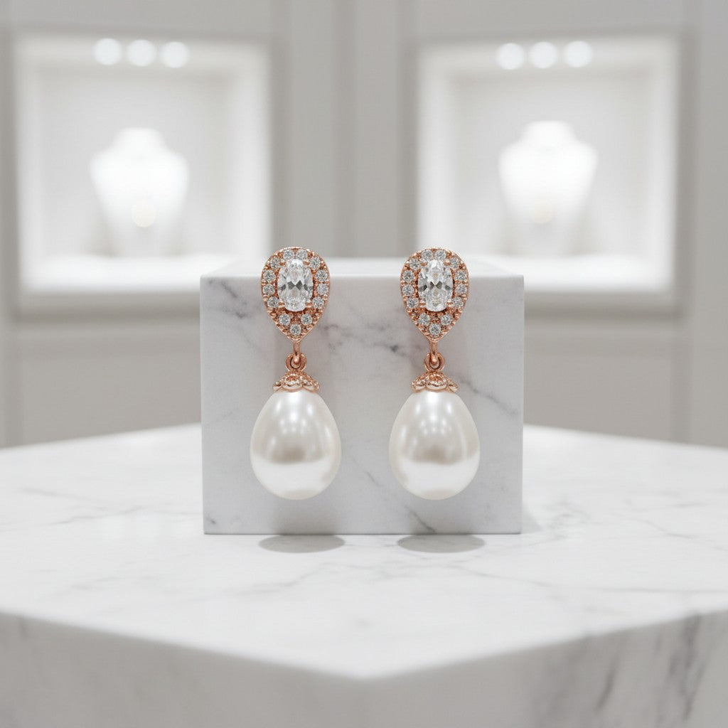 CUBIC ZIRCONIA COLLECTION - PRECIOUS SHIMMER EARRINGS - ROSE GOLD ER325