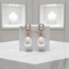 CUBIC ZIRCONIA COLLECTION - PRECIOUS SHIMMER EARRINGS - ROSE GOLD ER325