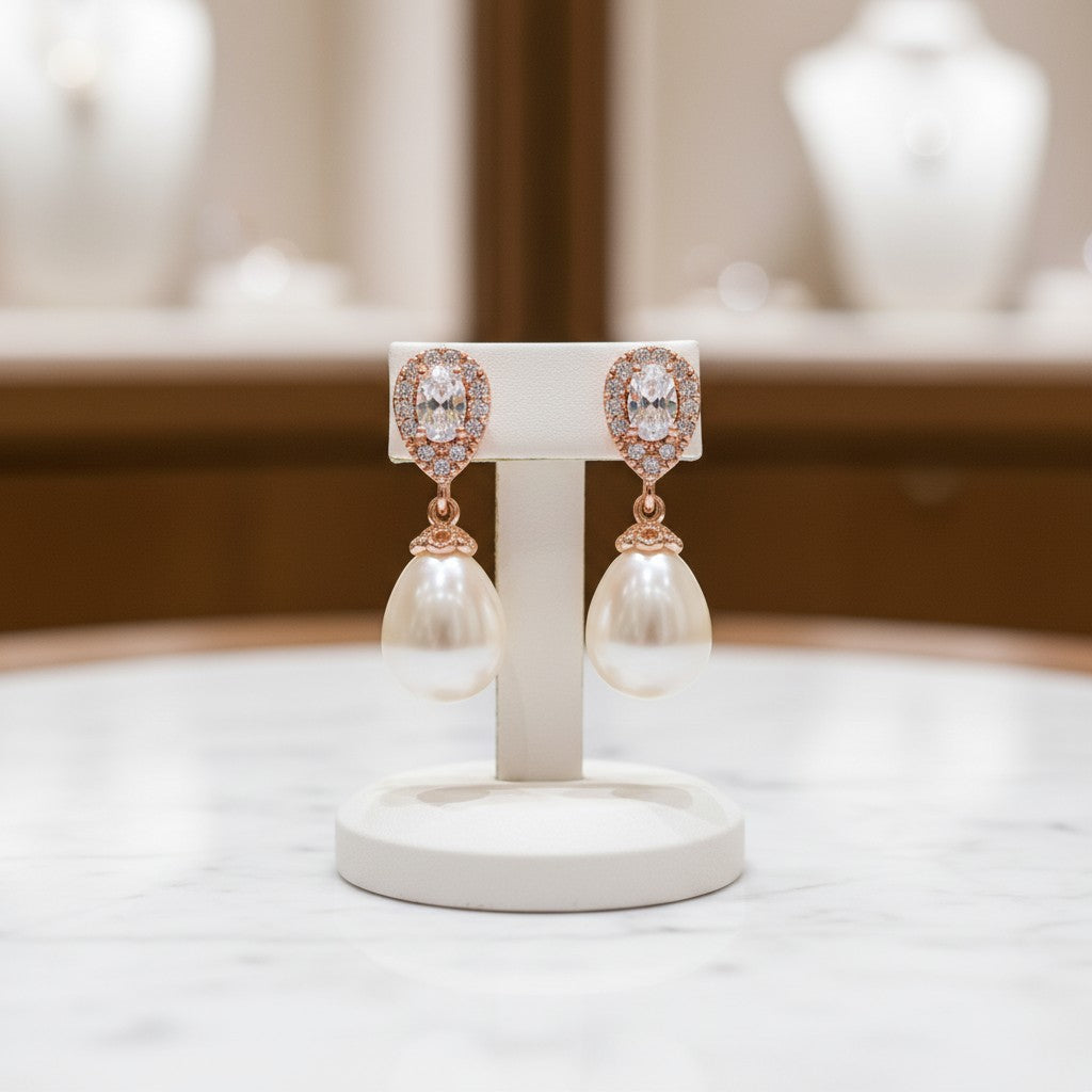 CUBIC ZIRCONIA COLLECTION - PRECIOUS SHIMMER EARRINGS - ROSE GOLD ER325