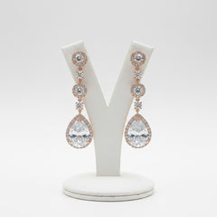 CUBIC ZIRCONIA COLLECTION - ETERNALLY CRYSTAL EARRINGS - (ROSE GOLD)- ER317 RG