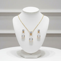 CUBIC ZIRCONIA COLLECTION - DAINTY CRYSTAL GEM SET - CZNK32 GOLD
