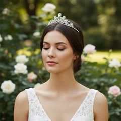 CUBIC ZIRCONIA COLLECTION - CHIC GEM TIARA -AHB250 SILVER