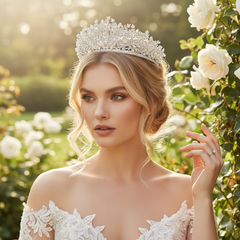 CUBIC ZIRCONIA COLLECTION - LUXE STATEMENT TIARA - AHB251 SILVER