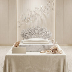 CUBIC ZIRCONIA COLLECTION - LUXE STATEMENT TIARA - AHB251 SILVER