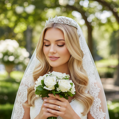 CUBIC ZIRCONIA COLLECTION - CRYSTAL ALLURE TIARA - AHB253 SILVER