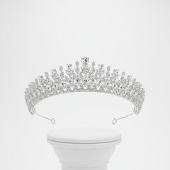 CUBIC ZIRCONIA COLLECTION - STARLET GLAM TIARA - AHB254 SILVER