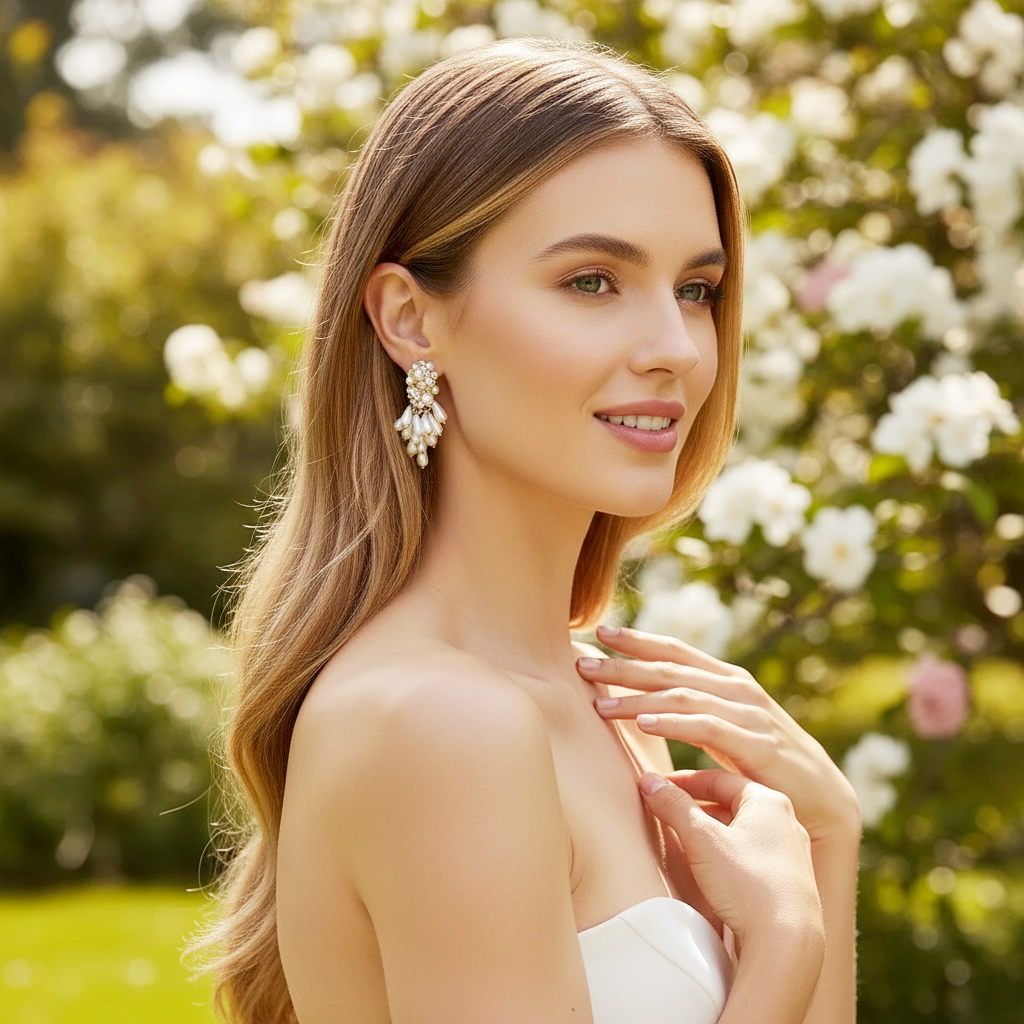 ATHENA COLLECTION - PERL EXTRAVAGANCE EARRINGS - CZER942 GOLD