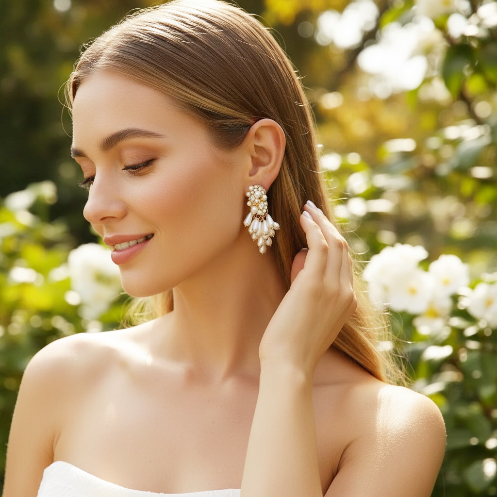 ATHENA COLLECTION - PERL EXTRAVAGANCE EARRINGS - CZER942 GOLD