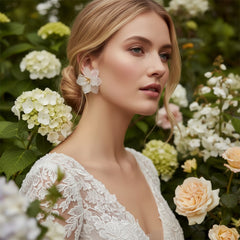 ATHENA COLLECTION - STATEMENT FLOWER EARRINGS - CZER5011 WHITE