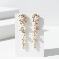 CUBIC ZIRCONIA COLLECTION - EXQUISITE VINTAGE SPARKLE EARRINGS - CZER945 GOLD