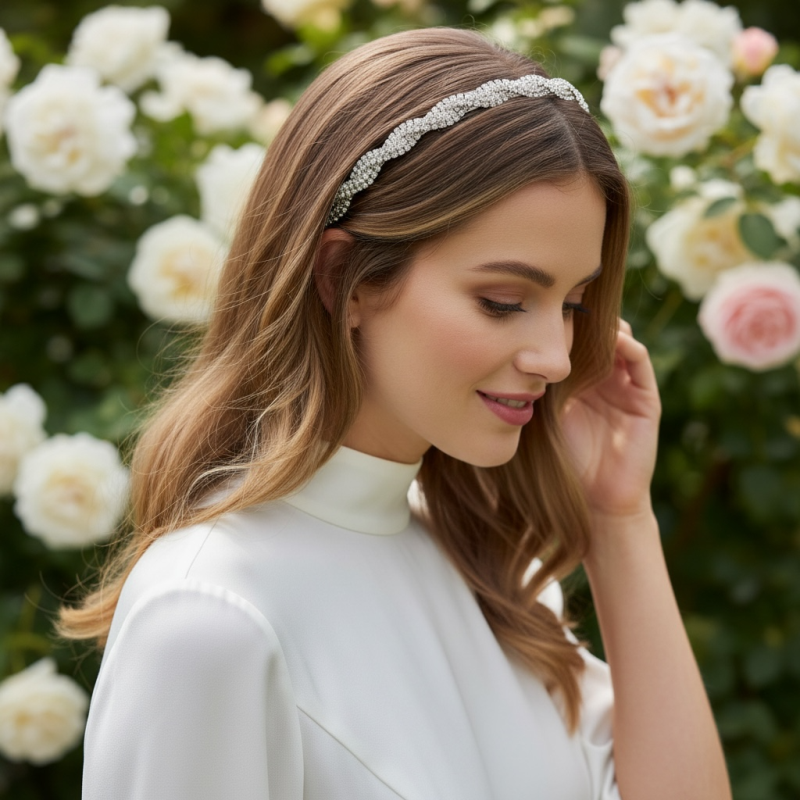 ATHENA COLLECTION - CRYSTAL TWIST HEADBAND - SILVER