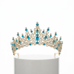 CUBIC ZIRCONIA COLLECTION - PROM ELEGANCE TIARA - BLUE