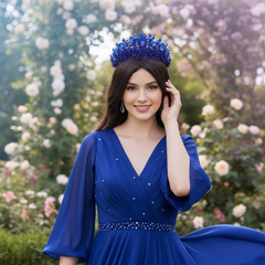 CZ COLLECTION - LUXE STATEMENT TIARA - AHB257 BLUE
