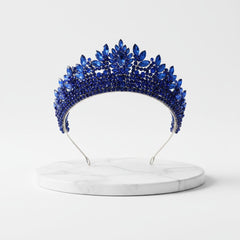 CZ COLLECTION - LUXE STATEMENT TIARA - AHB257 BLUE