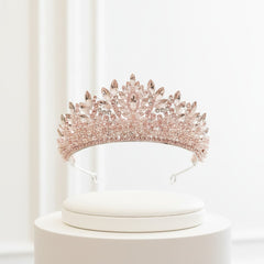 CUBIC ZIRCONIA COLLECTION - LUXE STATEMENT TIARA - AHB257 PINK