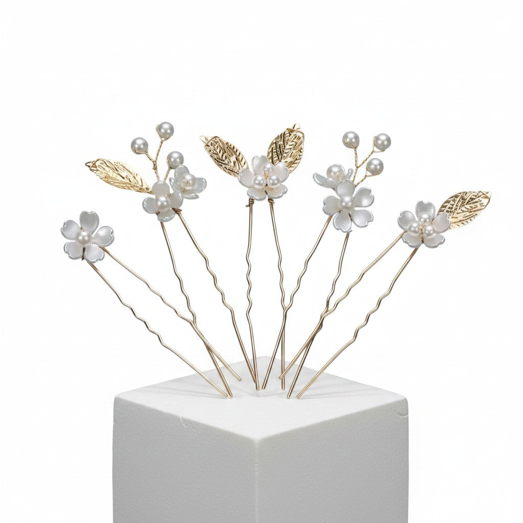 ATHENA COLLECTION - CHIC FLOWER HAIR PINS - SET