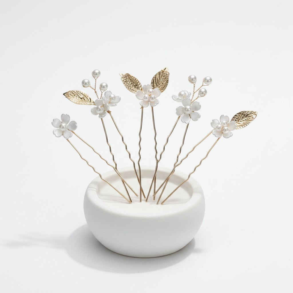ATHENA COLLECTION - CHIC FLOWER HAIR PINS - SET