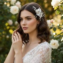 ATHENA COLLECTION - PEARLY FLOWER HEADPIECE - HC313 SILVER