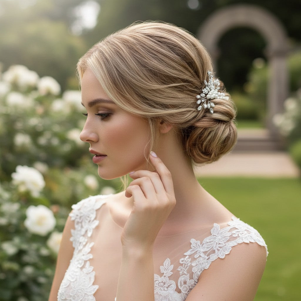 ATHENA COLLECTION - DAINTY PEARL COMB - HC314 SILVER