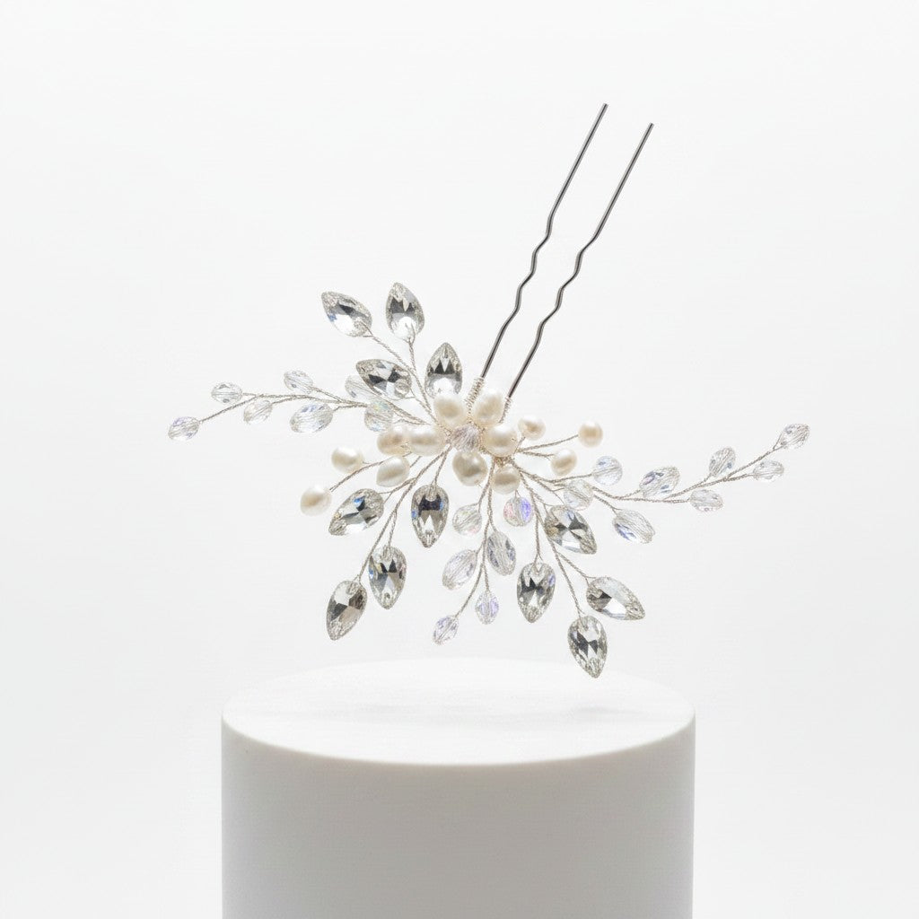 ATHENA COLLECTION - LUXE PEARL HAIR PIN - PIN84 SILVER