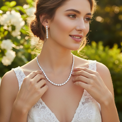 CUBIC ZIRCONIA COLLECTION - CRYSTAL DROP NECKLACE SET - CZNK295 SILVER
