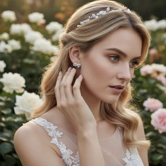CUBIC ZIRCONIA COLLECTION - STYLISH CRYSTAL BOW EARRINGS -CZER946 SILVER