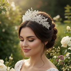 ATHENA COLLECTION - CRYSTAL EXTRAVAGANCE TIARA - AHB259 SILVER