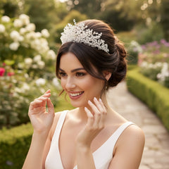 ATHENA COLLECTION - CRYSTAL EXTRAVAGANCE TIARA - AHB259 SILVER
