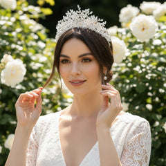 ATHENA COLLECTION - CRYSTAL EXTRAVAGANCE TIARA - AHB259 SILVER