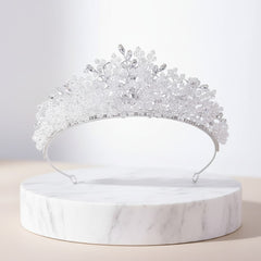 ATHENA COLLECTION - CRYSTAL EXTRAVAGANCE TIARA - AHB259 SILVER