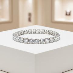CUBIC ZIRCONIA COLLECTION - GLAM STATEMENT BRACELET - BR180 SILVER