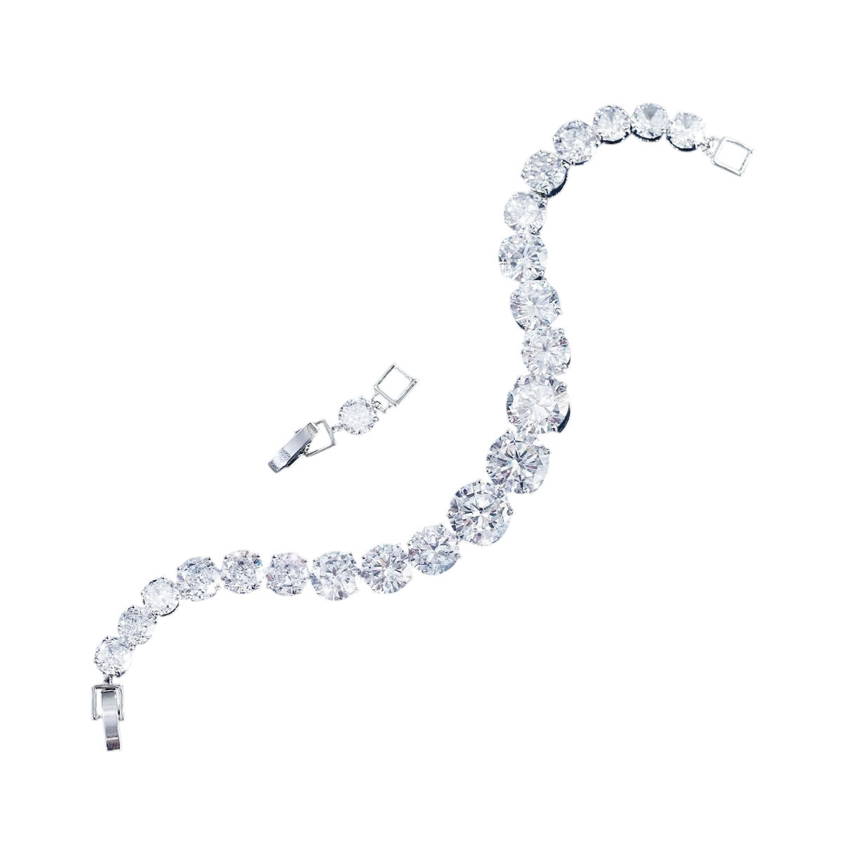CUBIC ZIRCONIA COLLECTION - GLAM STATEMENT BRACELET - BR180 SILVER