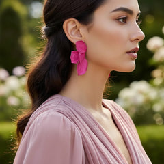 ATHENA COLLECTION - STATEMENT FLOWER EARRINGS - CZER950 HOT PINK