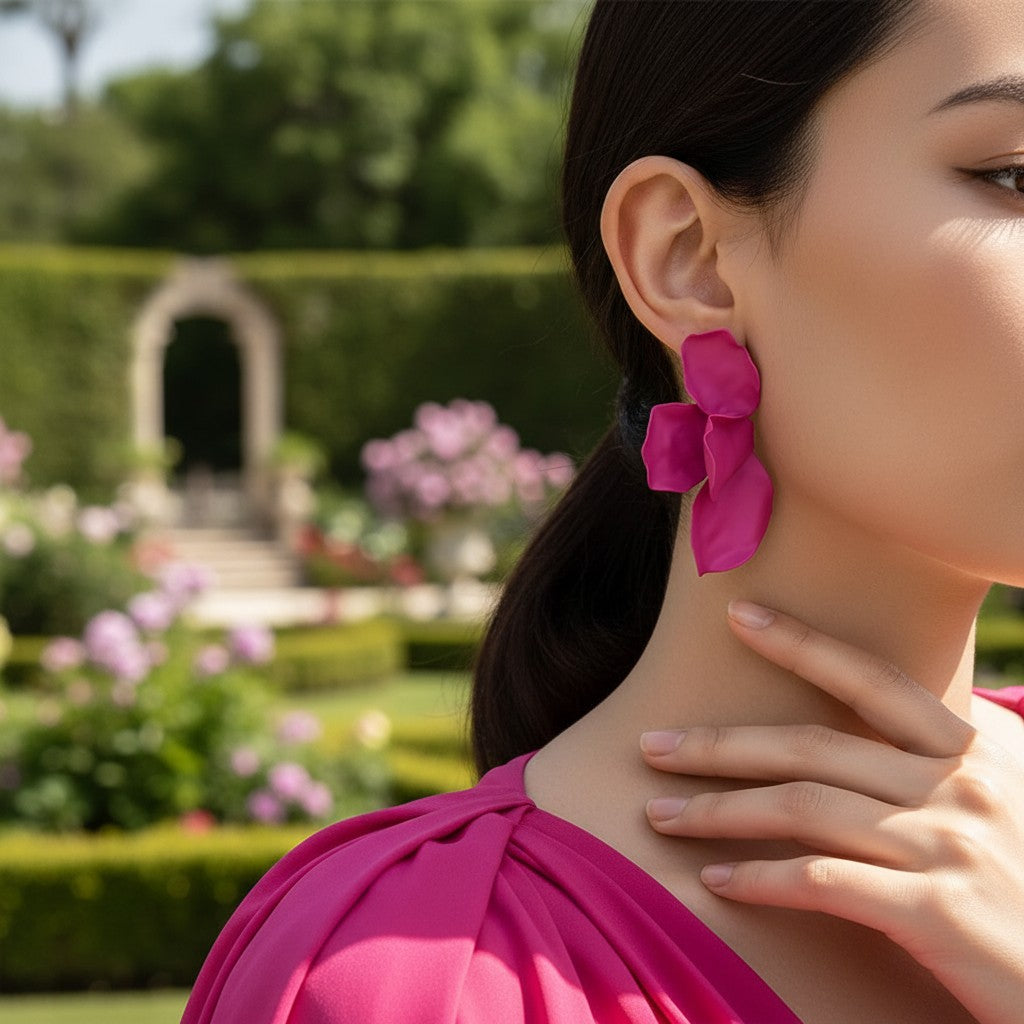 ATHENA COLLECTION - STATEMENT FLOWER EARRINGS - CZER950 HOT PINK