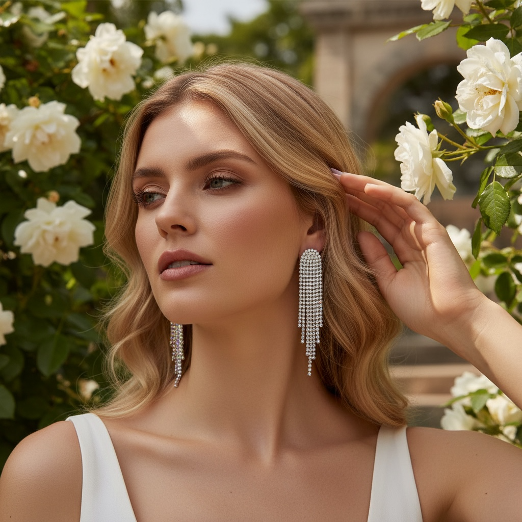 ATHENA COLLECTION - CRYSTAL DROP EARRINGS - CZER951 SILVER